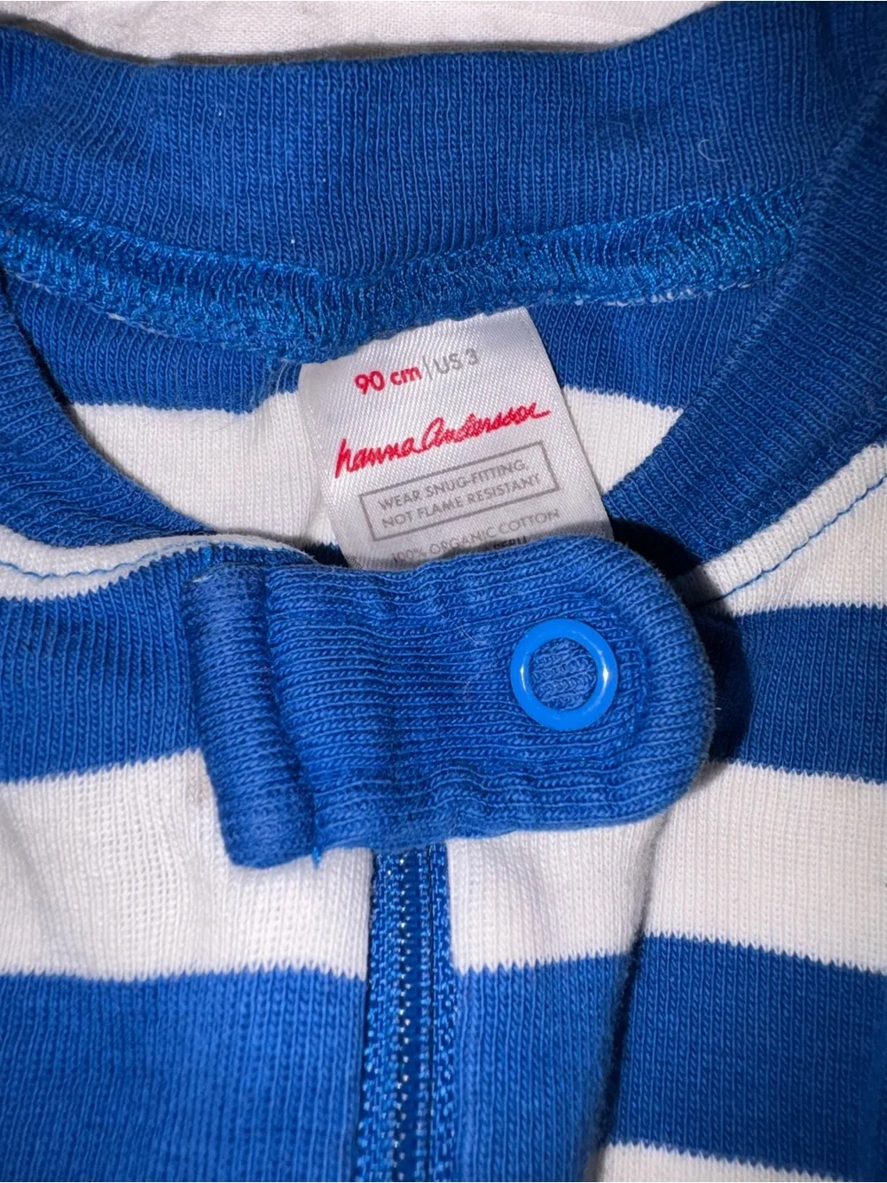 Hanna Andersson Navy and White Striped Zip-Front Footie
